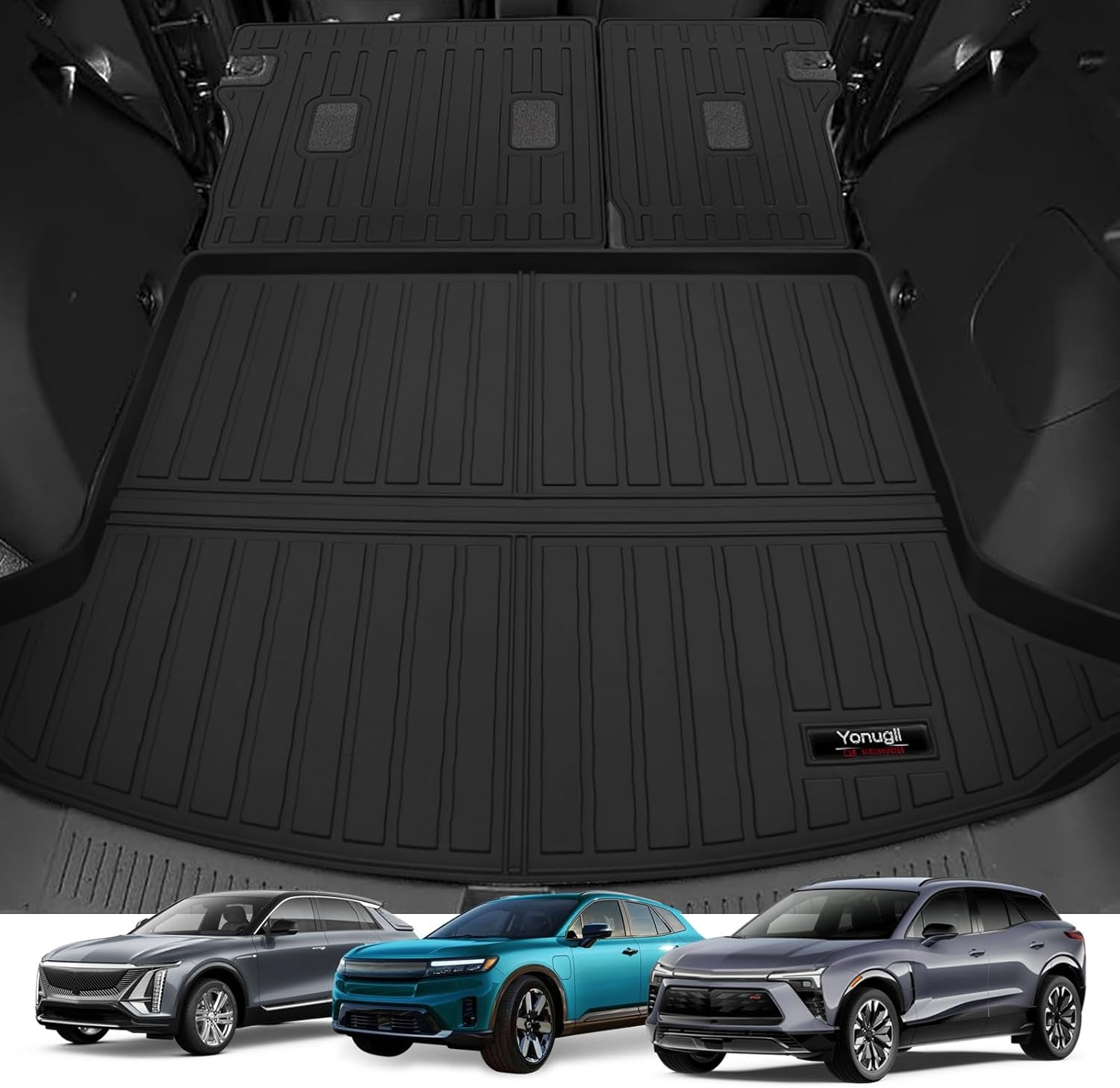 Custom for 2023 2024 2025 Chevy Blazer EV (Not Blazer)/Honda Prologue/Cadillac Lyriq Floor Mats Trunk Cargo Liner and Backrest Mat All Weather TPE Protection Mat Accessories