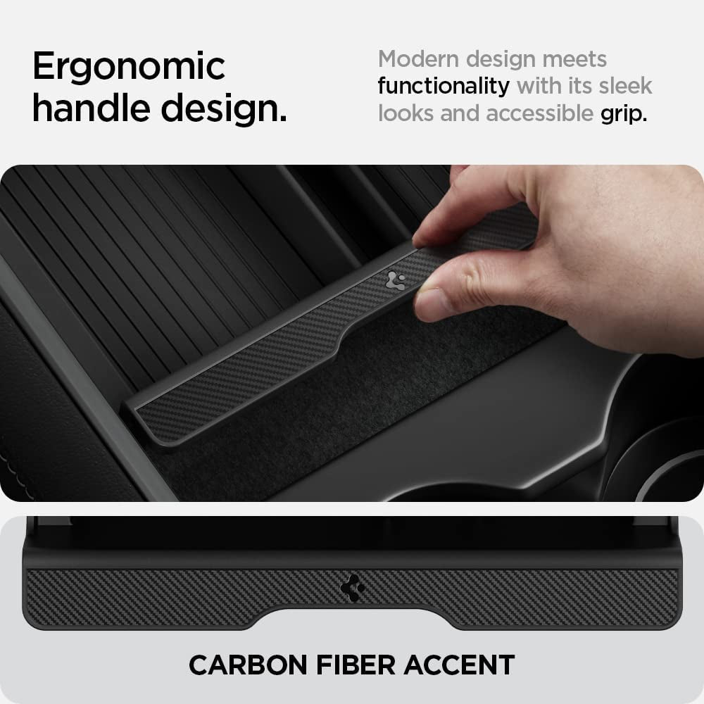 Center Console Organizer Tray(Carbon Edition) Designed for Tesla Model 3/Y with Smooth Slide Technology 2024/2023/2022 [Not Compatible with Model 3 2025/2024]