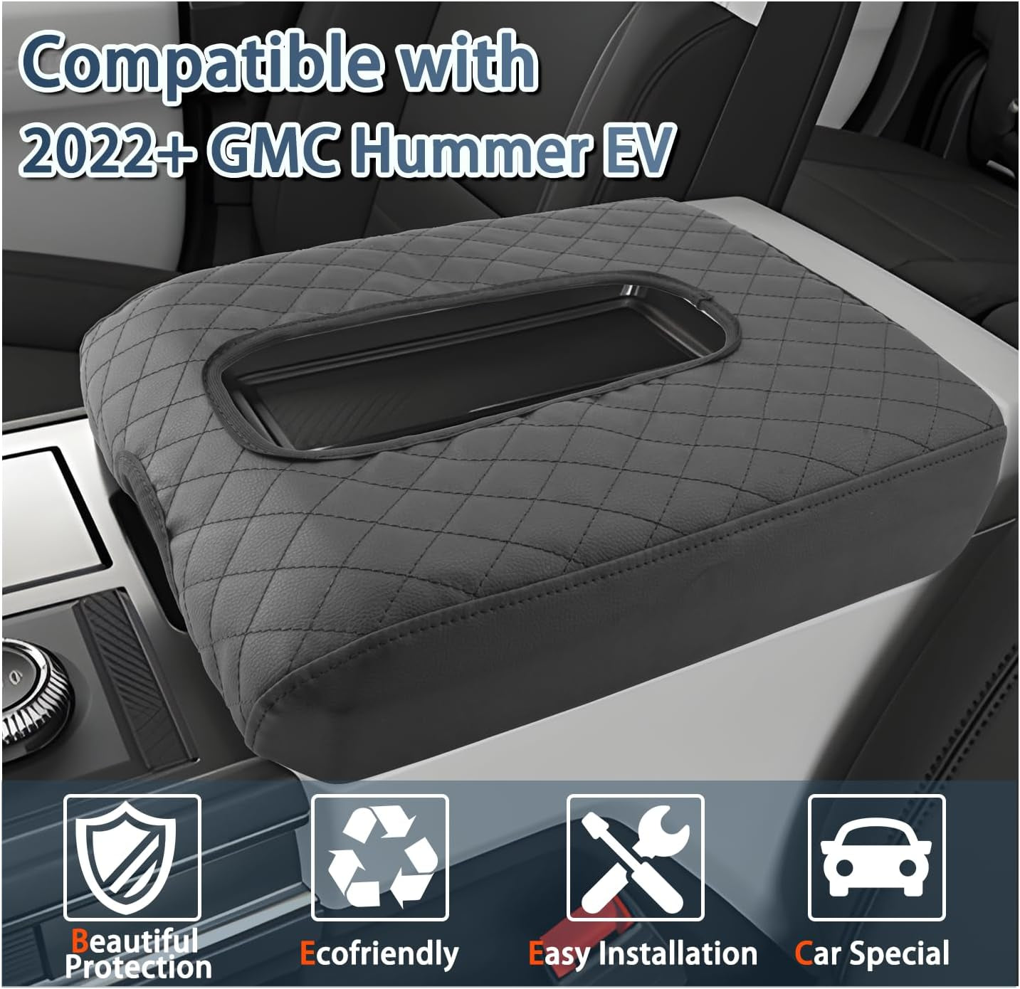 Hummer EV Armrest Cover,For Hummer EV Accessories Center Console Cover Soft Comfy Thicken Armrest Lid Cover Compatible with 2022 2023 2024 2025 Hummer EV Pickup/Suv