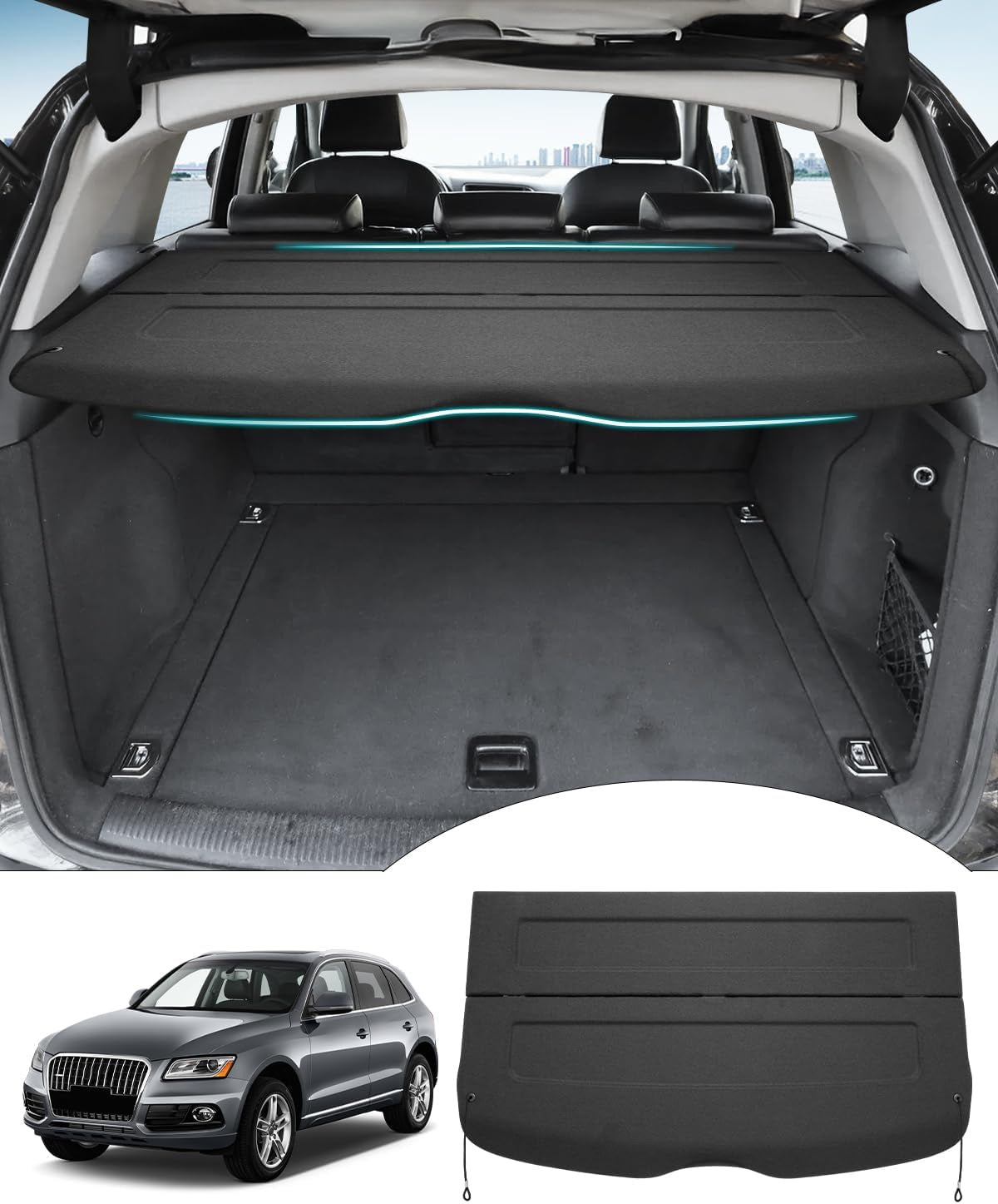 Cargo Cover for 2024 2025 Kia EV9 Accessories Trunk Cover Retractable Trunk Shielding Shade Cargo Luggage Cover Black