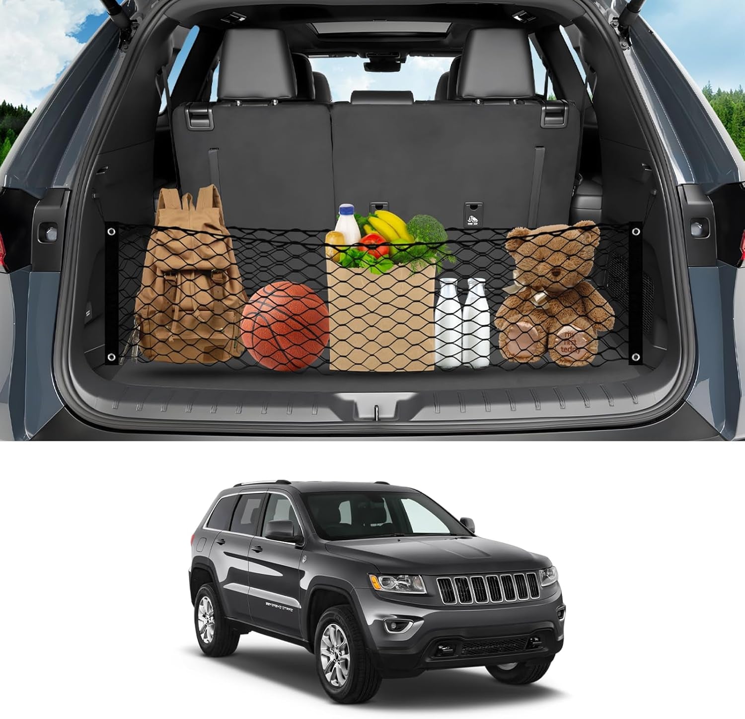 for Rivian R1T R1S Envelope Style Truck Bed Cargo Net 2022-2024 2025, Highly Elastic Pickup Truck Bed Cargo Net for Rivian Accessories Double Layer Nylon Mesh Storage Netting Organizer