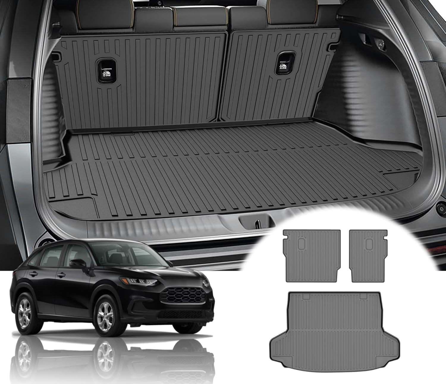 Cargo Liner & Backrest Mat Fit for Honda Prologue 2024 2025: Cargo Mat with Backrest Mat behind 2Nd Row Back Seat Protector - All Weather Protection Trunk Mat with Back Seat Cover Prologue Accessories