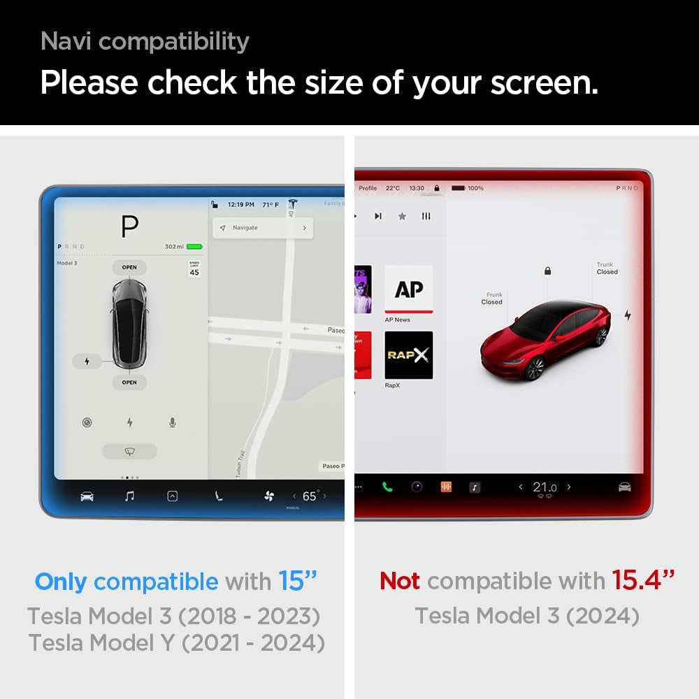 Tempered Glass Screen Protector [Glastr EZ FIT] Designed for Tesla Model 3 (2023-2017), Tesla Model Y (2024-2020) 15 Inch Dashboard Touchscreen - Matte/Anti Fingerprint