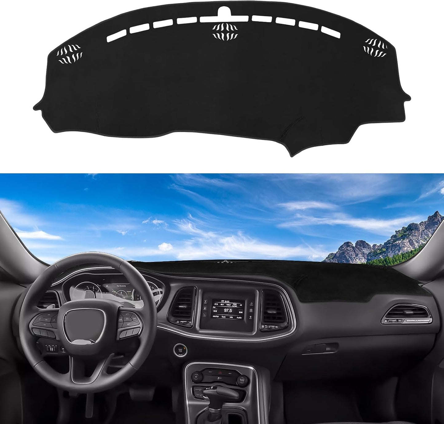 Dashboard Cover Mat Custom Fit for 2021-2024 Ford Mustang Mach-E Dash Cover Nonslip Dash Mat Protector Sunshade No Glare Black