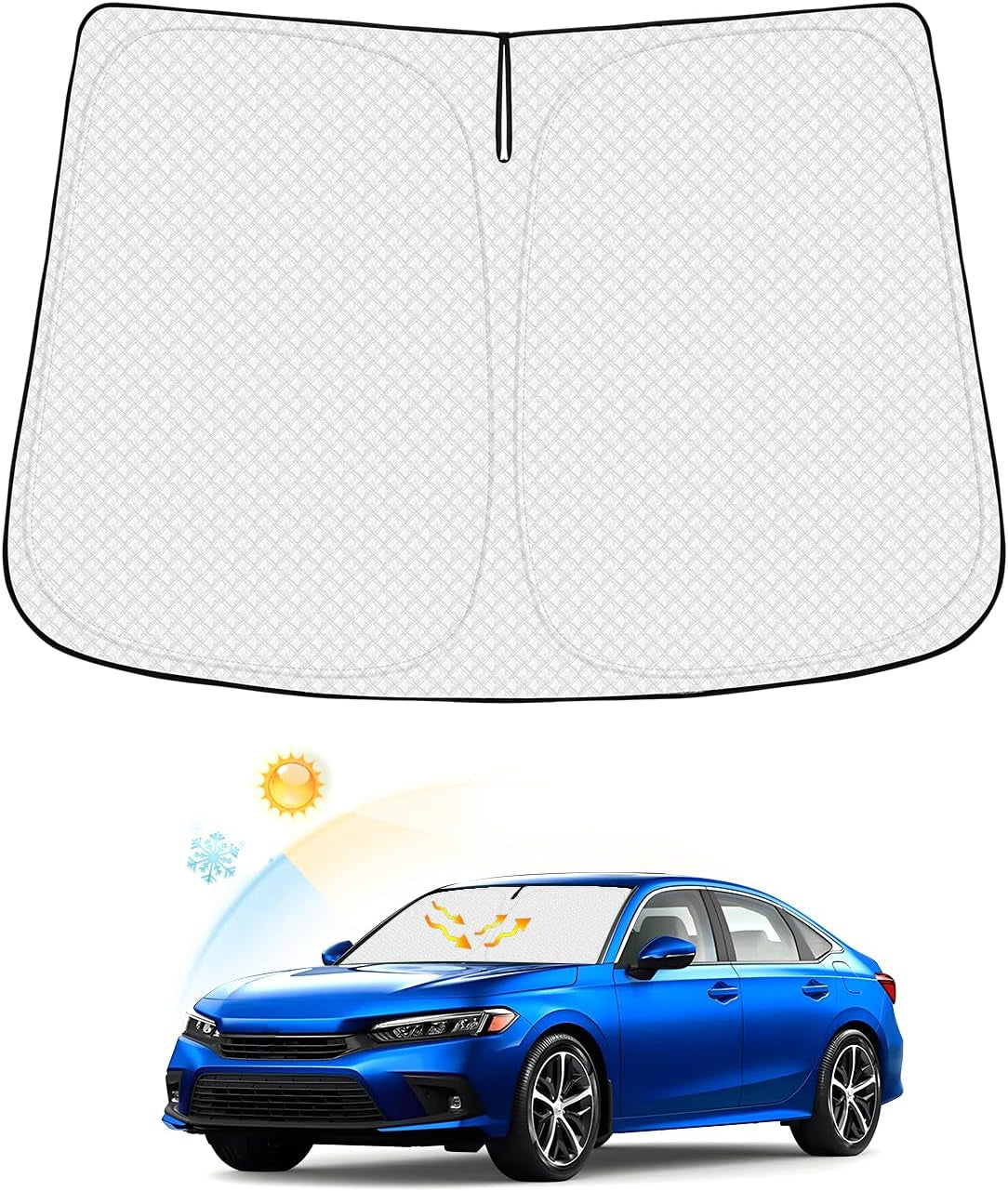 Windshield Sun Shade for Chevrolet/Chevy Blazer EV 2024 2025 Accessories Thicken 6-Layer Front Window Sunshade Cover Sun Visor Protector Foldable Block UV Rays Keep Vehicle Cool