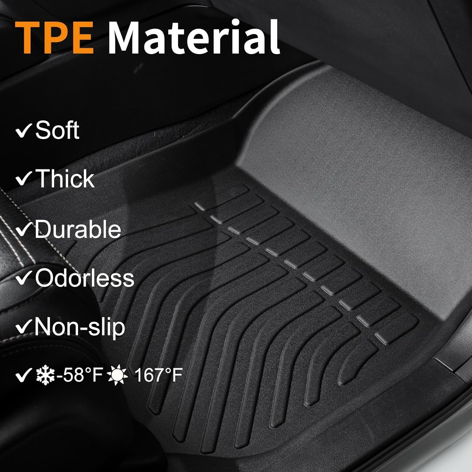 -All Weather Floor Mats & Cargo Liner for Hyundai Ioniq 6 2023 2024, 4PCS, All Season Heavy Duty Car Floor Liners，Waterproof Easy to Clean Automotive Ioniq 6 Accessories Black