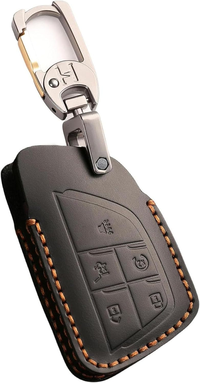 Premium Leather 5-Button Key Fob Cover for Honda Prologue 2024, Compatible with Acura ZDX 2024 Remote Key Holder Case Accessories (Black)