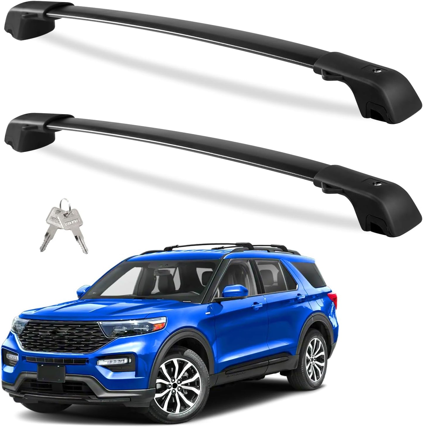 220Lbs Lockable Roof Rack Cross Bars Compatible with KIA EV9 2024 2025 Gt-Line (Not for Wind & Land) with Raised Rails Aluminum Roof Rails Crossbars Cargo Bars Rooftop Cargo Carrier Luggage