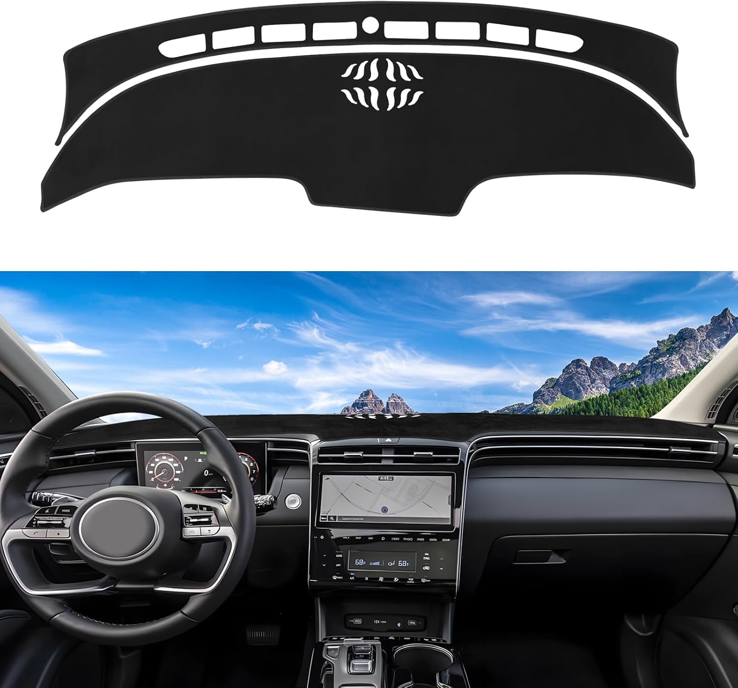 Dashboard Cover Mat Custom Fit for 2021-2024 Ford Mustang Mach-E Dash Cover Nonslip Dash Mat Protector Sunshade No Glare Black