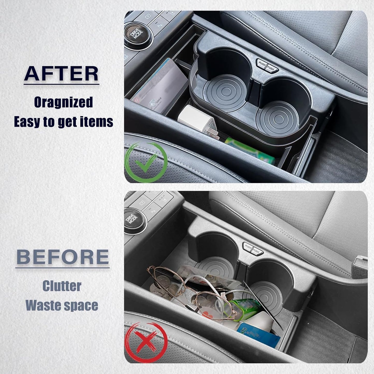 Center Console Organizer Compatible with 2024 2025 Hyundai Kona EV Middle Center Console Storage Box beside Cup Holder Insert Tray Interior Accessories-Fit Kona EV ONLY