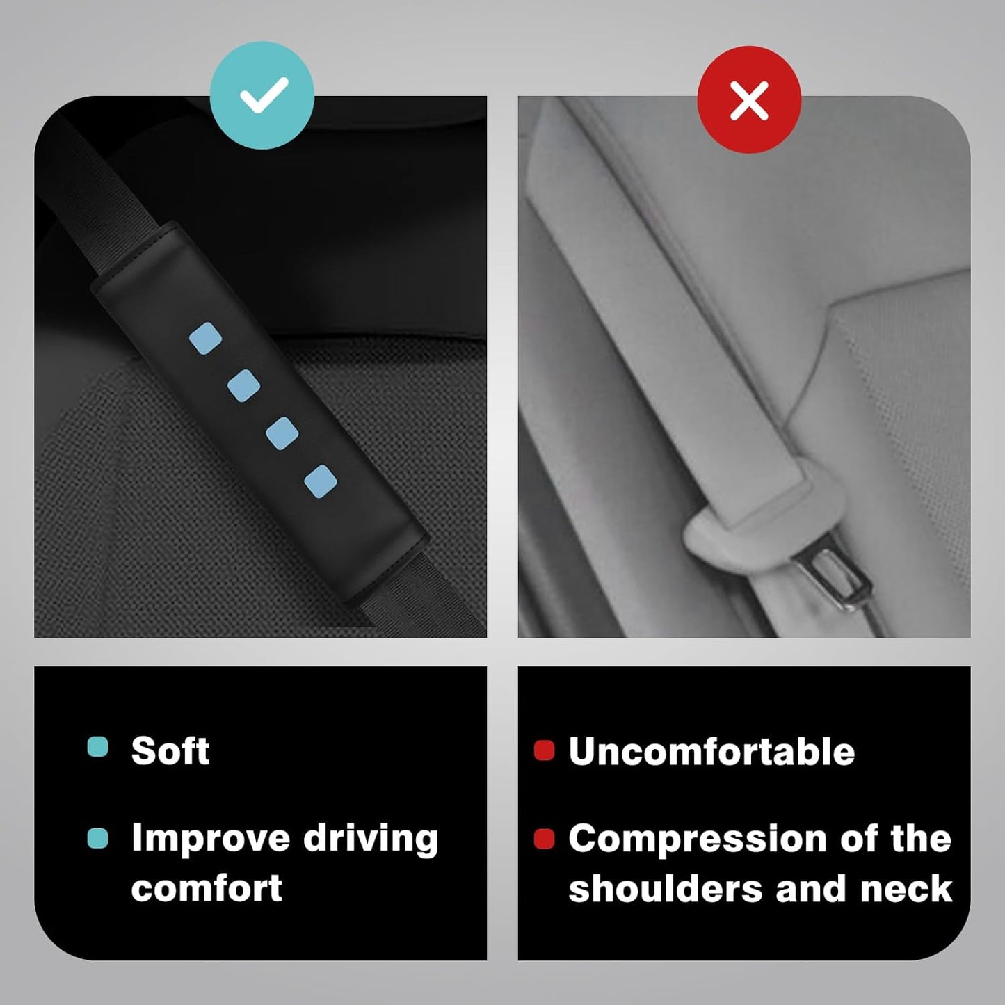 Seat Belt Pads Compatible with Hyundai Kona & Kona EV & Ioniq 5/6 2021-2024 Accessories 2 Packs Seat Belt Cushion Cover Adjuster Comfort Shoulder Neck Protector