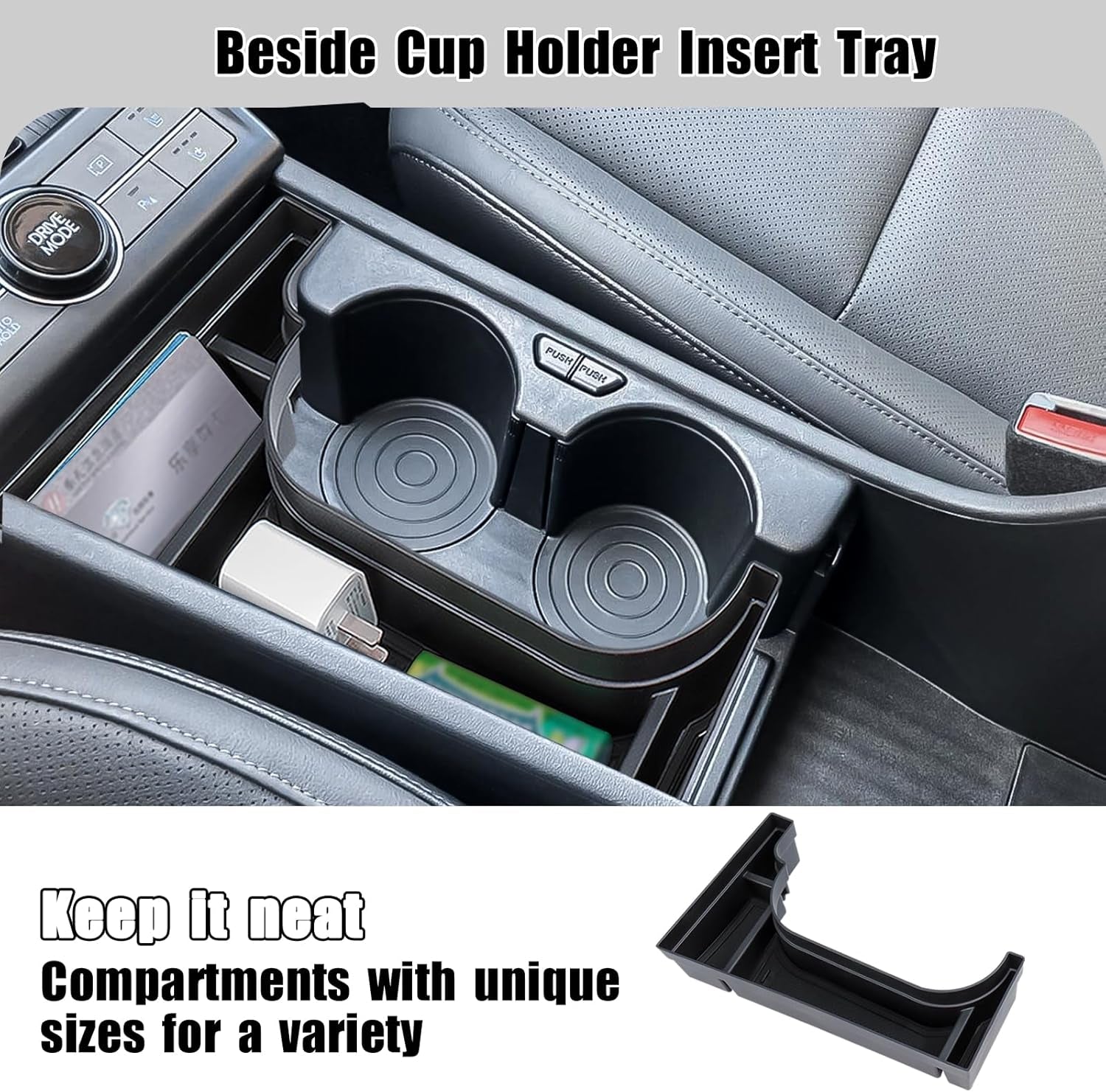 Center Console Organizer Compatible with 2024 2025 Hyundai Kona EV Middle Center Console Storage Box beside Cup Holder Insert Tray Interior Accessories-Fit Kona EV ONLY