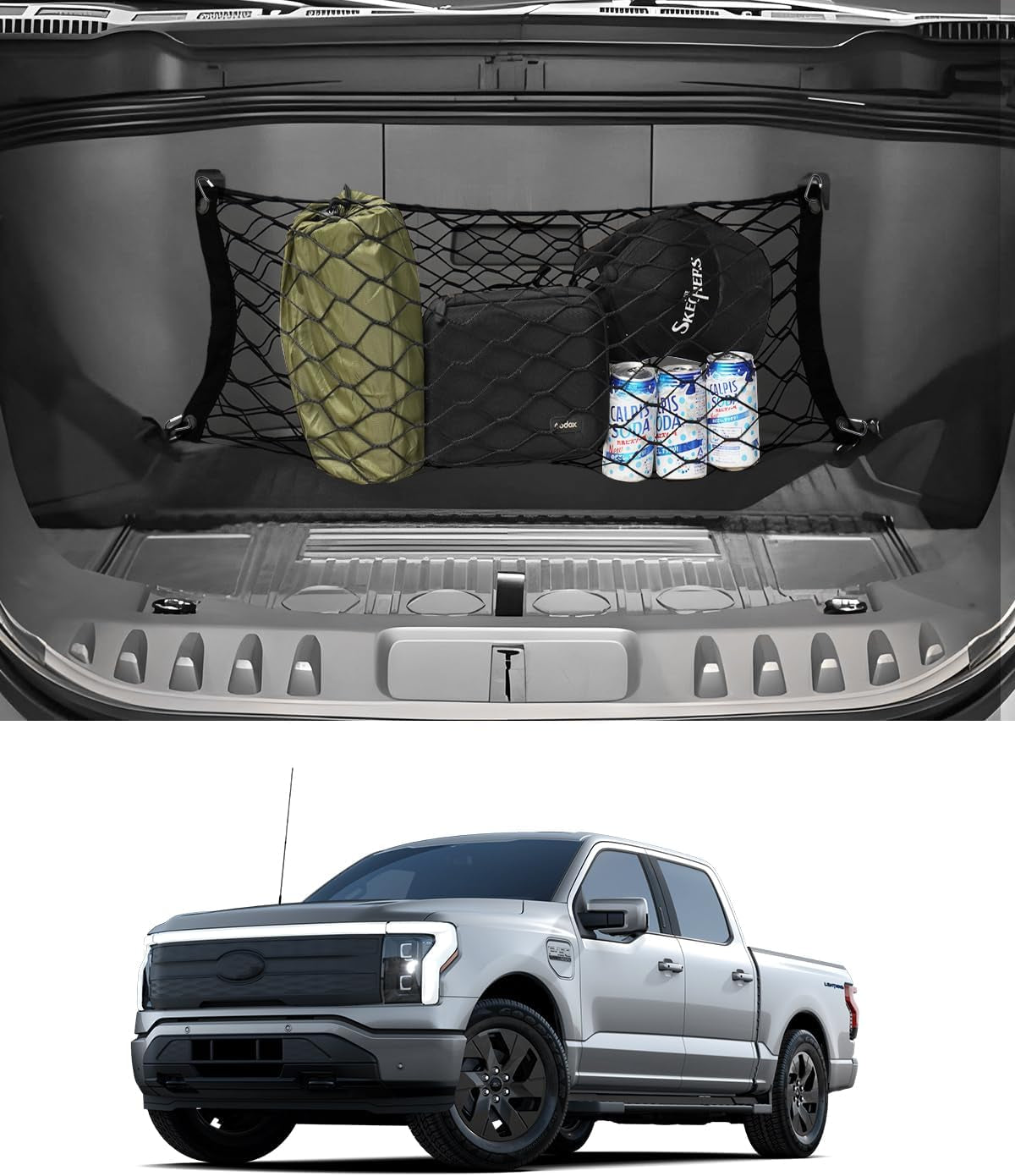 for Rivian R1T R1S Envelope Style Truck Bed Cargo Net 2022-2024 2025, Highly Elastic Pickup Truck Bed Cargo Net for Rivian Accessories Double Layer Nylon Mesh Storage Netting Organizer