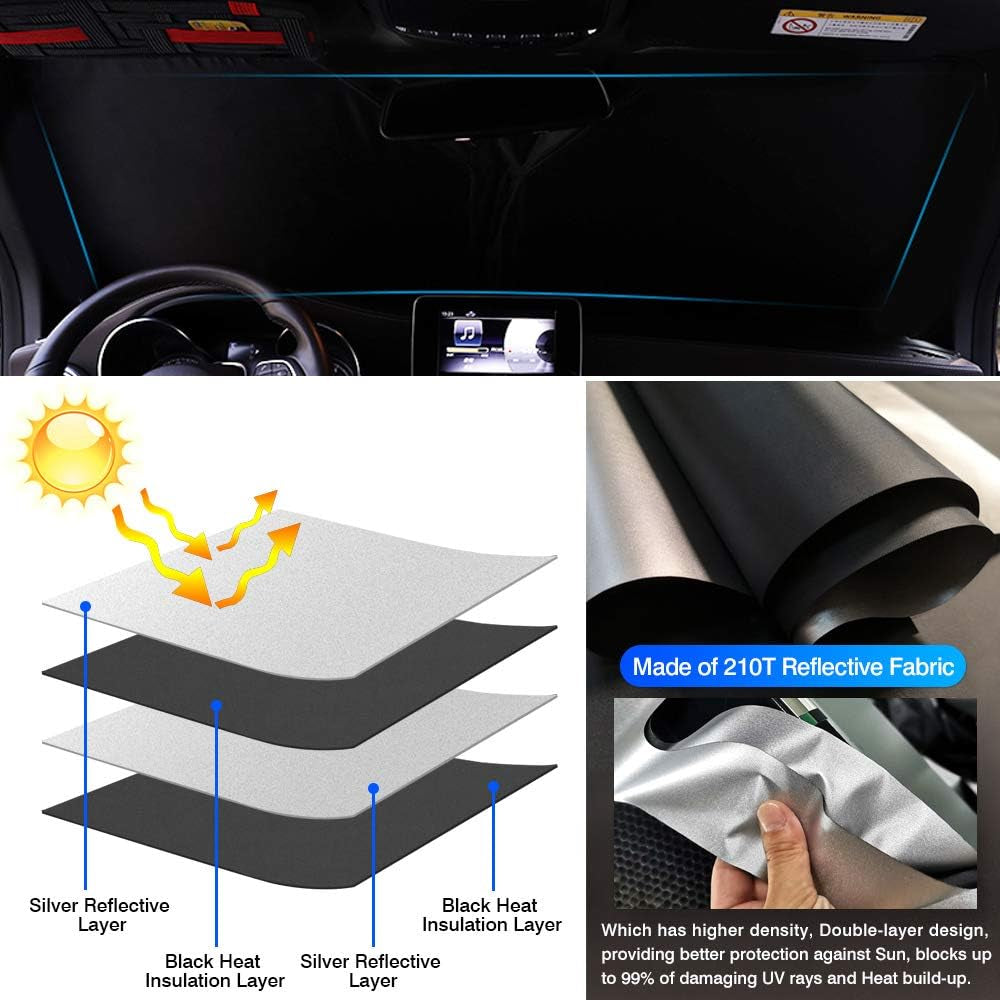 Windshield Sun Shade for Hyundai Ioniq 5 Accessories 2022-2025 34.5‘’X58.5‘’ Sunshade Window Sun Visor Protector Foldable Blocks UV Rays Keep Your Car Cooler