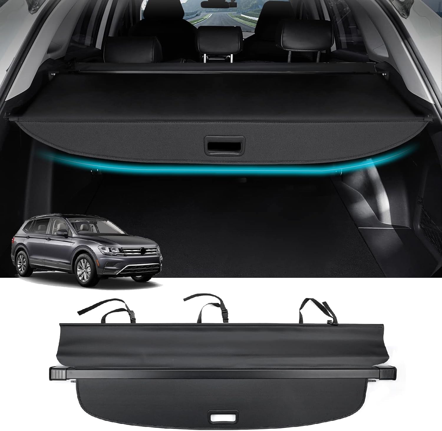 Cargo Cover for 2024 2025 Kia EV9 Accessories Trunk Cover Retractable Trunk Shielding Shade Cargo Luggage Cover Black