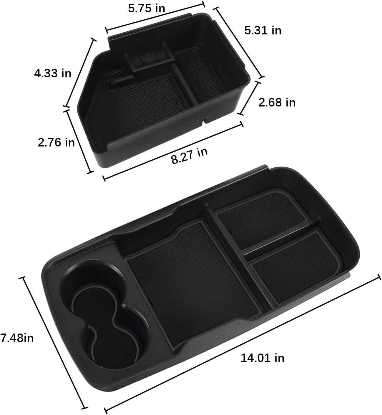 Center Console Organizer Lower Tray Compatible with 2022 2023 2024 Kia EV6 Armrest Storage Box Cup Holder ABS Material Interior Accessories