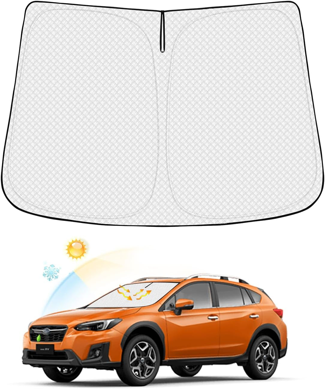 Windshield Sun Shade for 2021-2024 2025 Ford Mustang Mach-E Accessories Thicken 6-Layer Front Window Sunshade Cover Sun Visor Protector Foldable Block UV Rays Keep Vehicle Cool