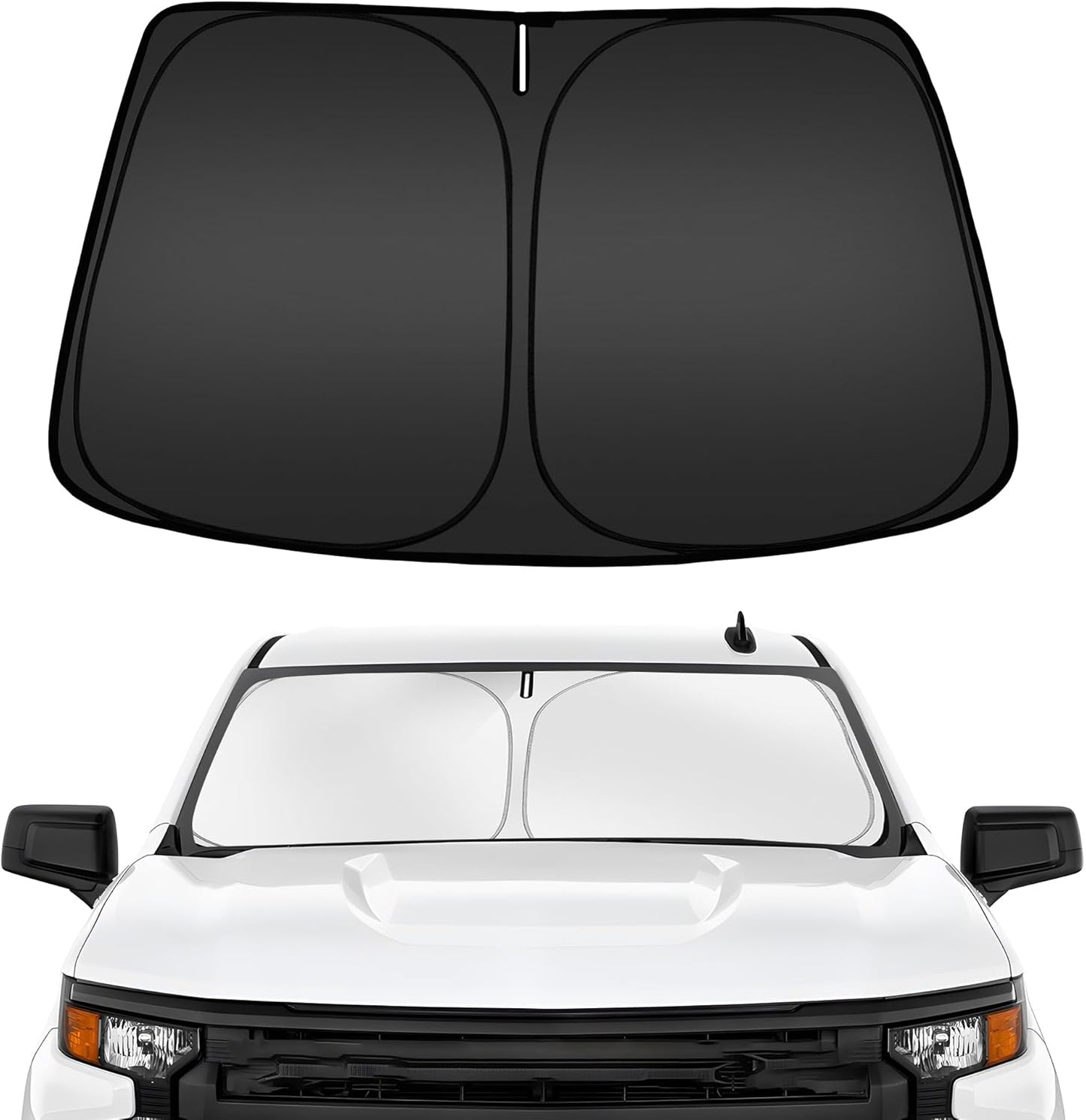 Windshield Sun Shade for Chevrolet Chevy Silverado EV 2024-2025, Custom Fit Foldable Front Window Sunshade Sun Visor Protector, Block UV Rays Keep Your Car Cooler