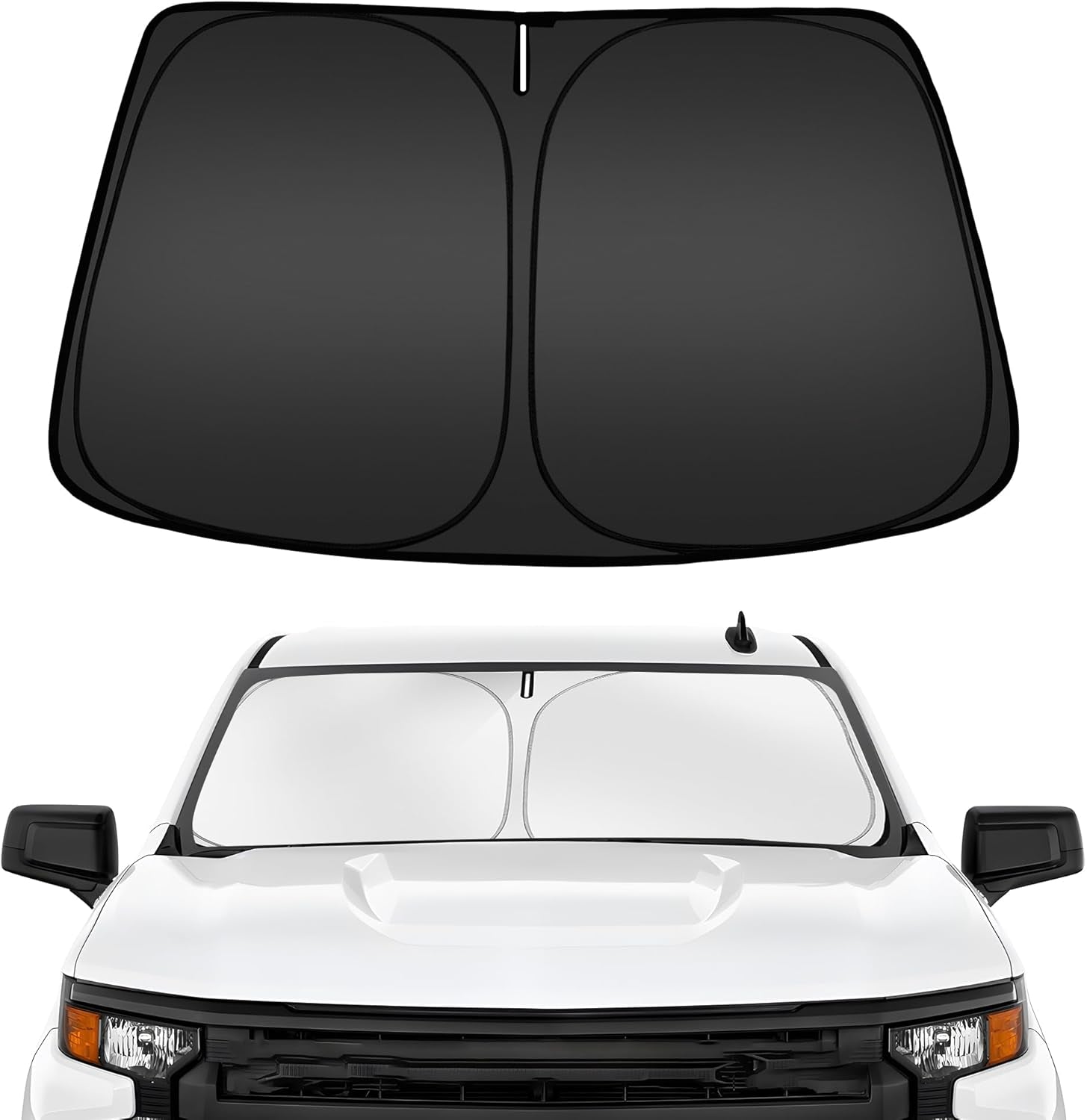 Windshield Sun Shade for Chevrolet Chevy Silverado EV 2024-2025, Custom Fit Foldable Front Window Sunshade Sun Visor Protector, Block UV Rays Keep Your Car Cooler