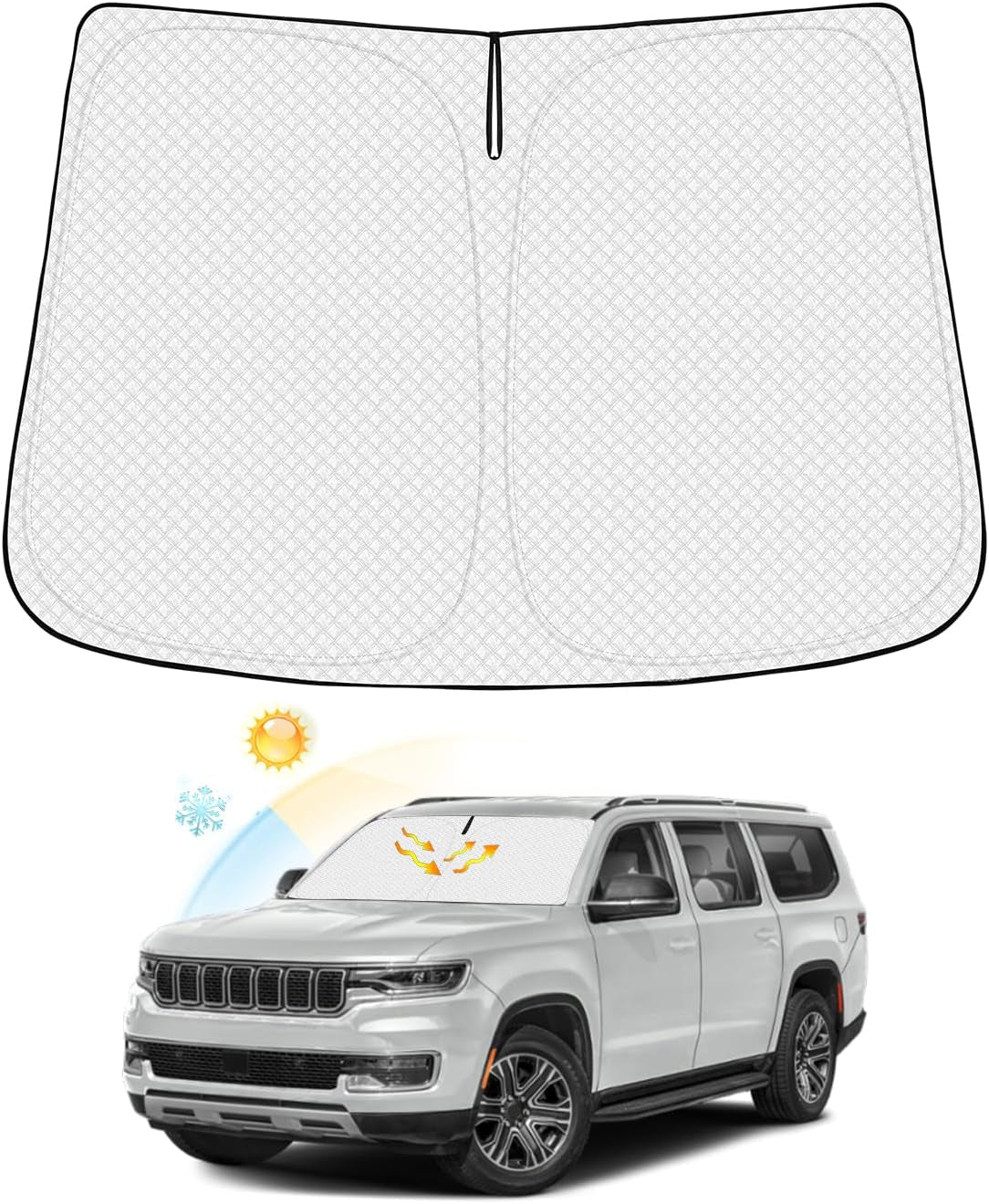 Windshield Sun Shade for Chevrolet/Chevy Blazer EV 2024 2025 Accessories Thicken 6-Layer Front Window Sunshade Cover Sun Visor Protector Foldable Block UV Rays Keep Vehicle Cool