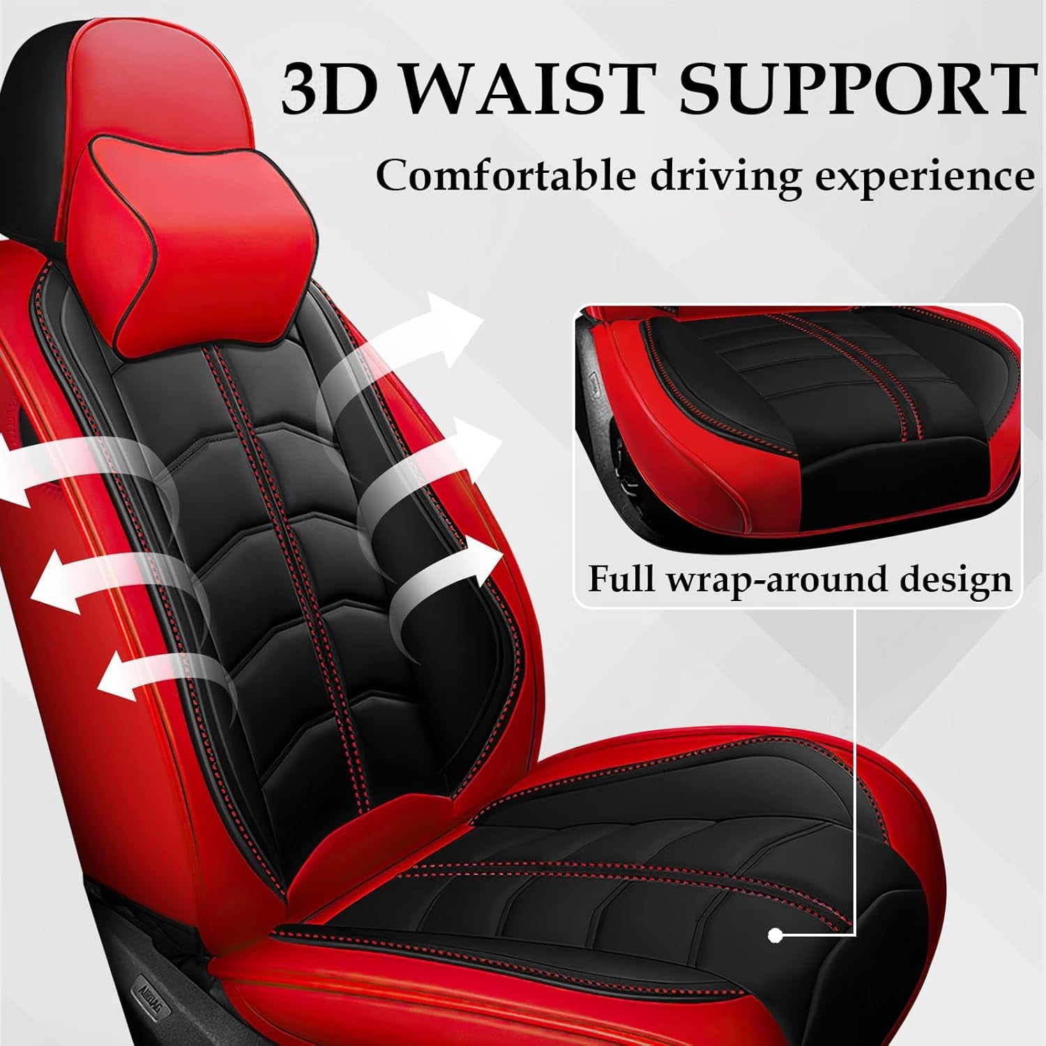 Seat Cover for Hyundai Ioniq 6 2023-2024, Durable Waterproof Sports Seat Cover，Premium Leather Seat Protector(5 Seats Luxury, Black Red)