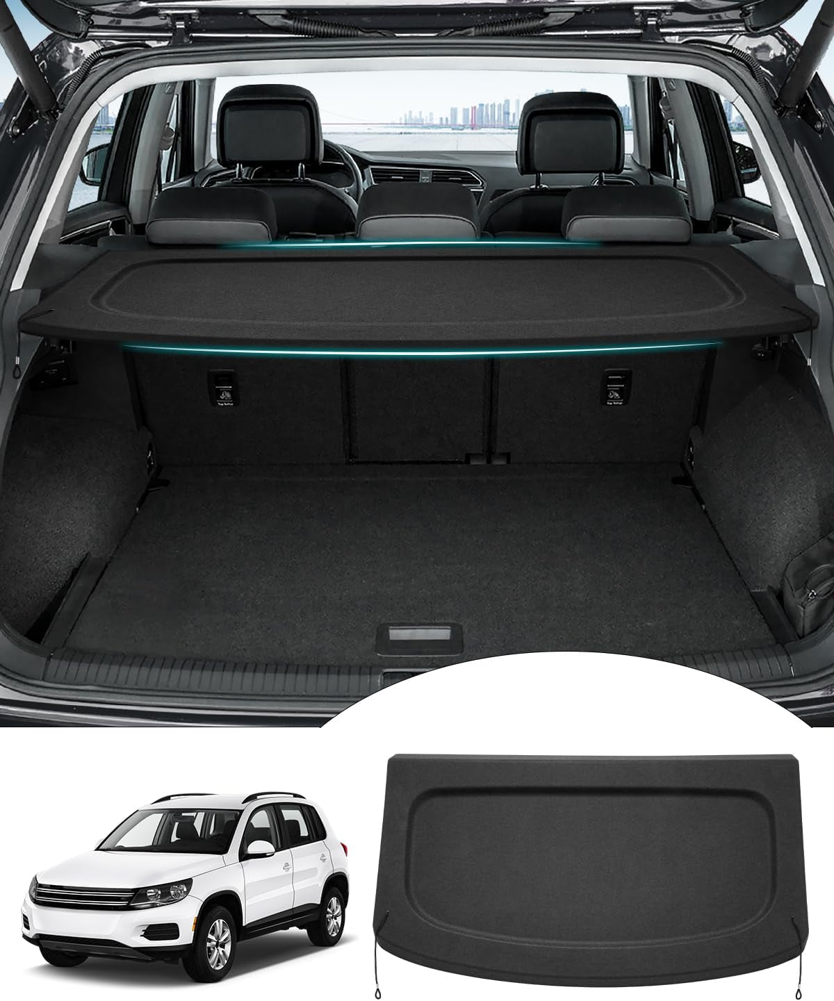 Cargo Cover for 2024 2025 Kia EV9 Accessories Trunk Cover Retractable Trunk Shielding Shade Cargo Luggage Cover Black