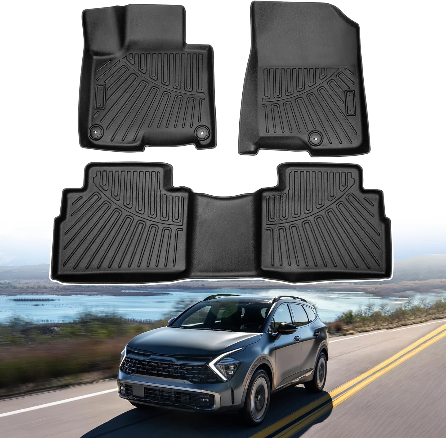 Floor Mats for 2022-2025 Hyundai Ioniq 5 Limited Only (With Sliding Console) Accessories Liner Set TPE 3D Car Mats All-Weather Custom Fit Floor Liners