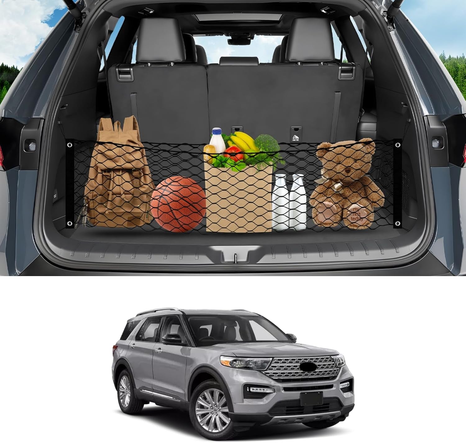 for Rivian R1T R1S Envelope Style Truck Bed Cargo Net 2022-2024 2025, Highly Elastic Pickup Truck Bed Cargo Net for Rivian Accessories Double Layer Nylon Mesh Storage Netting Organizer