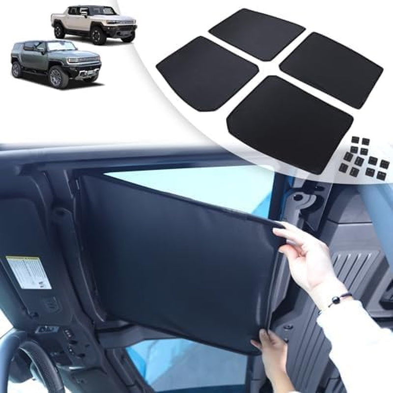 Roof Sunshade for Hummer EV Accessories 4 Glass Visor Sunroof Sun Shade Protection Heat Insulation Top Window Cover UV Blocking Won'T Sag for Hummer EV 2024-2025 (Foldable Heat Insulation Film)