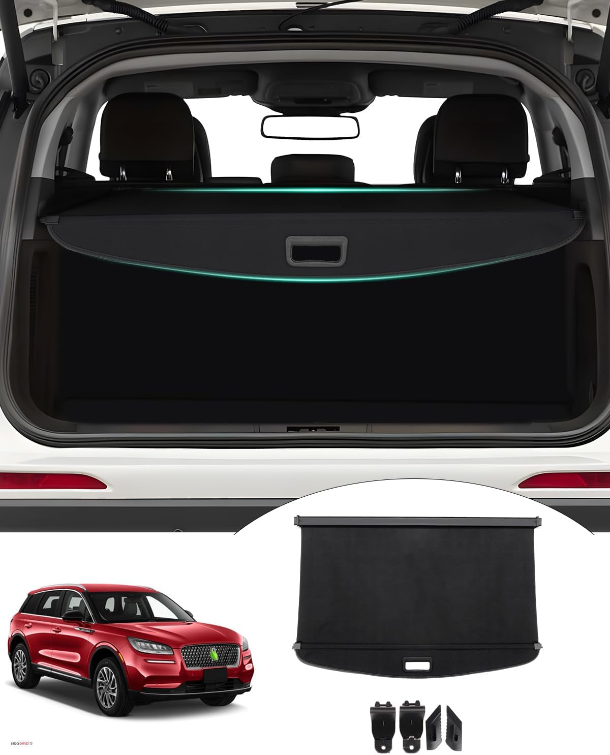 Cargo Cover for 2024 2025 Kia EV9 Accessories Trunk Cover Retractable Trunk Shielding Shade Cargo Luggage Cover Black