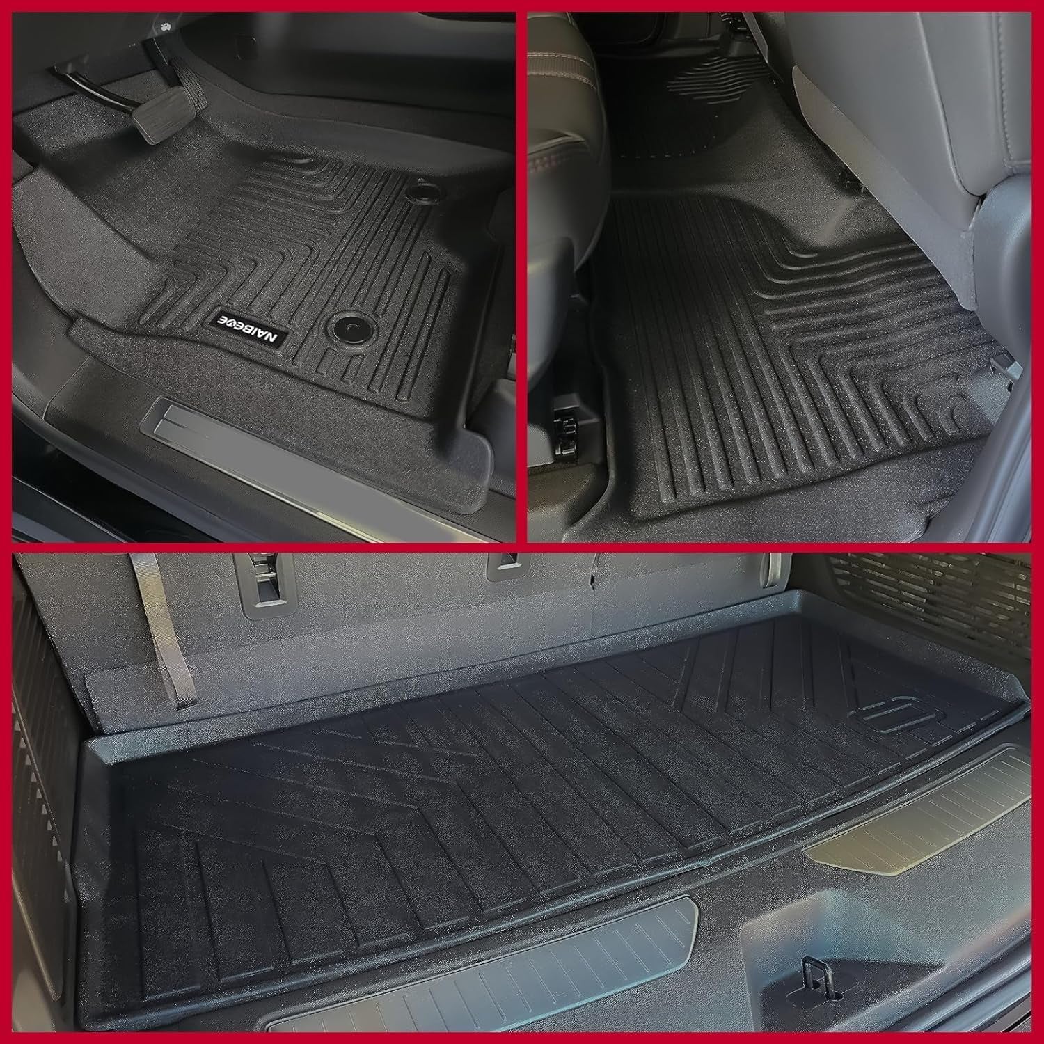 Floor Mats for 2024 Kia EV9 6-Passenger Seatiing 2Nd-Row Captain'S Chiars- All Weather Custom for Kia EV9 Floor Mats Liners 3 Row & Cargo Liner behind the 3Rd Row Accessories