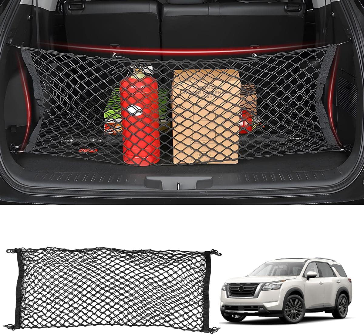 for Rivian R1T R1S Envelope Style Truck Bed Cargo Net 2022-2024 2025, Highly Elastic Pickup Truck Bed Cargo Net for Rivian Accessories Double Layer Nylon Mesh Storage Netting Organizer