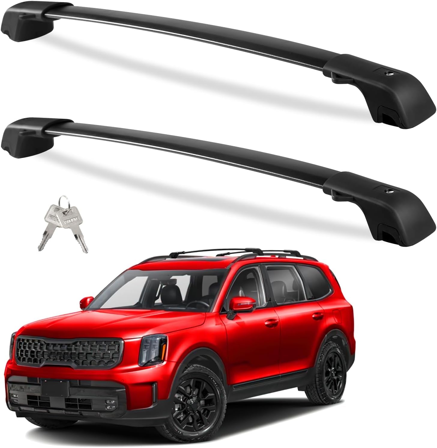 220Lbs Lockable Roof Rack Cross Bars Compatible with KIA EV9 2024 2025 Gt-Line (Not for Wind & Land) with Raised Rails Aluminum Roof Rails Crossbars Cargo Bars Rooftop Cargo Carrier Luggage