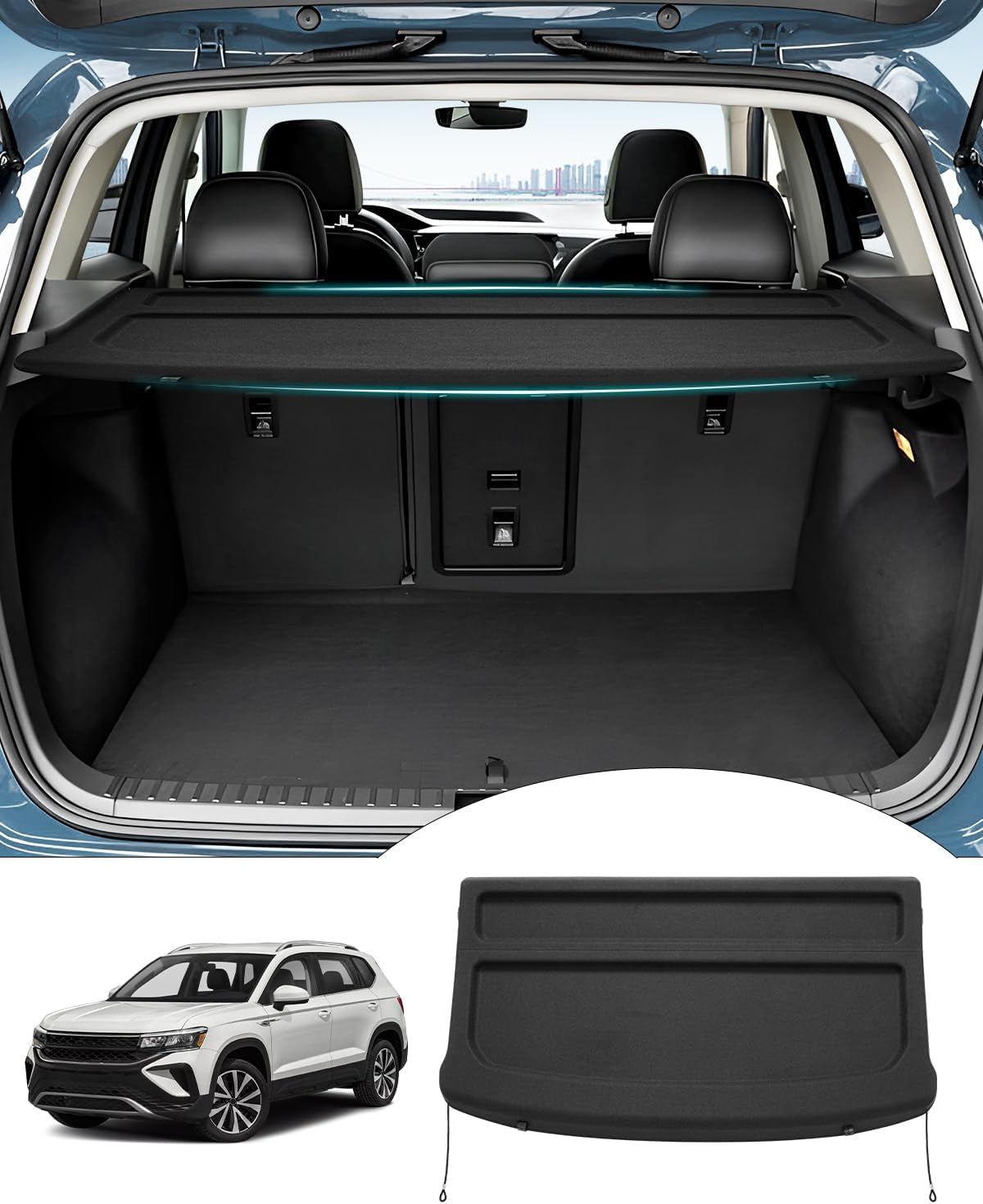 Cargo Cover for 2024 2025 Kia EV9 Accessories Trunk Cover Retractable Trunk Shielding Shade Cargo Luggage Cover Black