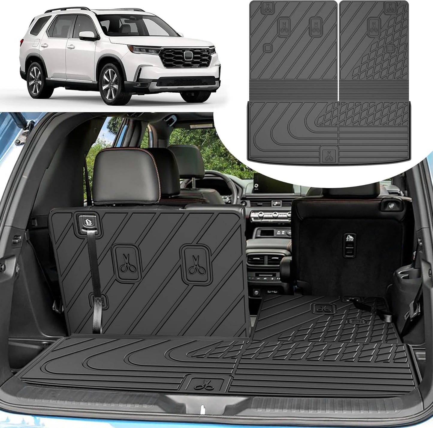 Cargo Liner & Backrest Mat Fit for Honda Prologue 2024 2025: Cargo Mat with Backrest Mat behind 2Nd Row Back Seat Protector - All Weather Protection Trunk Mat with Back Seat Cover Prologue Accessories