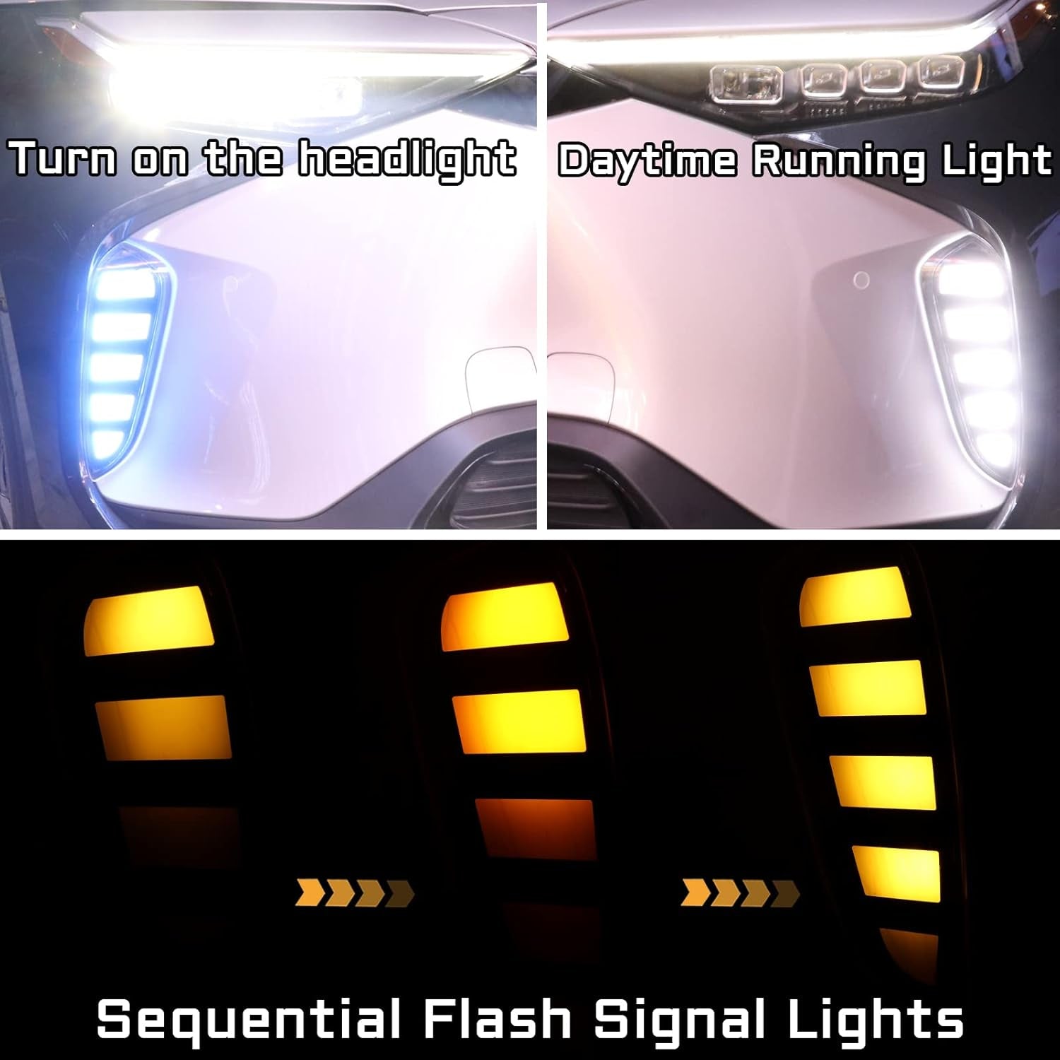 Switchback White/Amber LED Front Fog Daytime Running Lamp W/Dynamic Flash LED Turn Signal Light Feature Compatible with Toyota Bz4X 2023 XLE Limited Accessories (Front Fog LED)