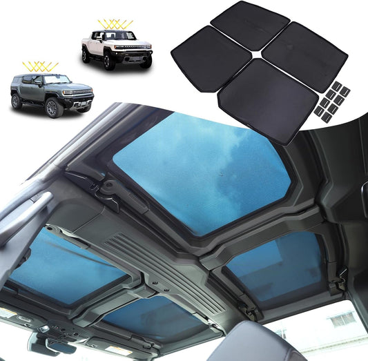 Roof Sunshade for Hummer EV Accessories 4 Glass Visor Sunroof Sun Shade Protection Heat Insulation Top Window Cover UV Blocking Won'T Sag for Hummer EV 2024-2025 (Foldable Heat Insulation Film)