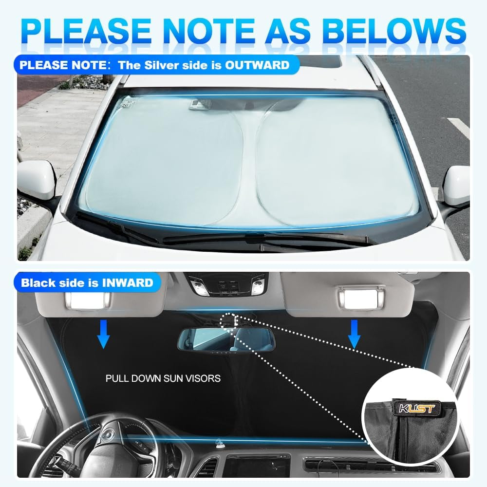 Windshield Sun Shade for Hyundai Ioniq 5 Accessories 2022-2025 34.5‘’X58.5‘’ Sunshade Window Sun Visor Protector Foldable Blocks UV Rays Keep Your Car Cooler