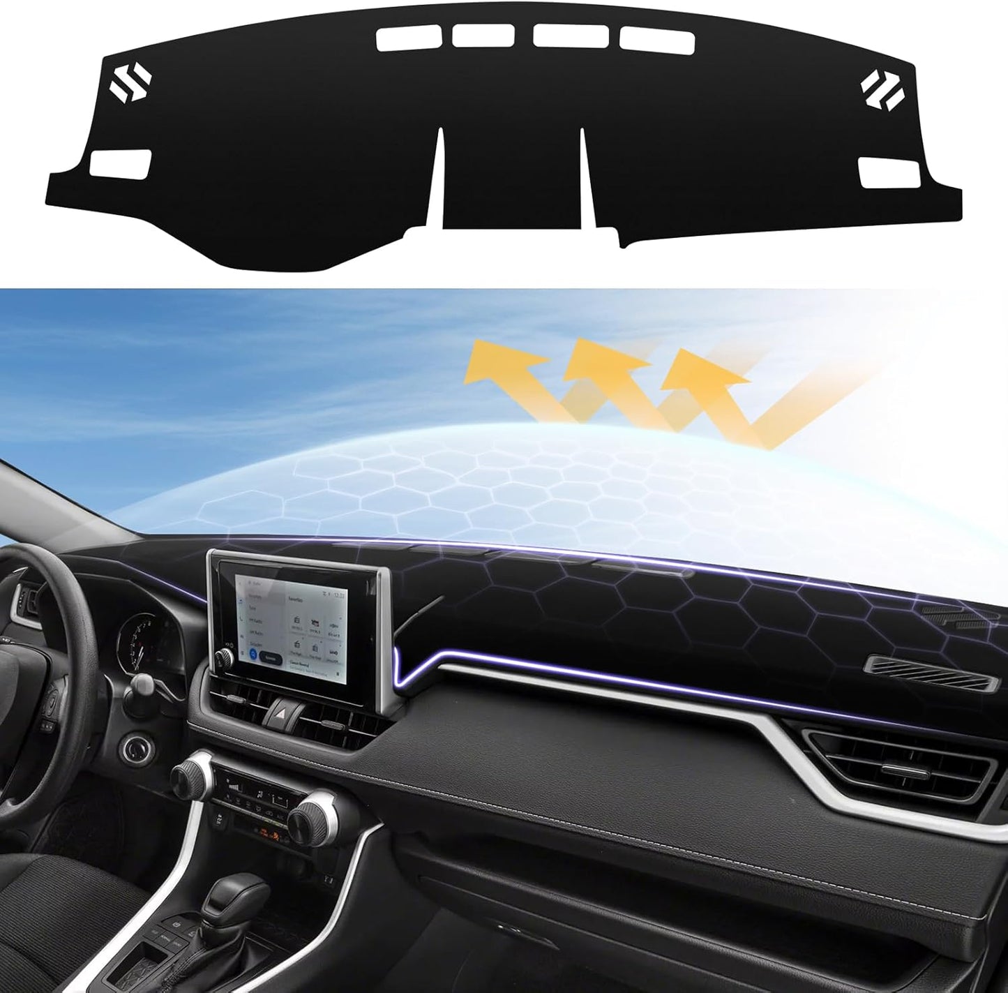 Upgraded Rubber Anti-Slip Dashboard Cover Fit for Rivian R1T 2022 2023 2024 2025 Dash Cover for Rivian Accessories Non-Slip Carpet Sunshield Glare UV Rays Protector