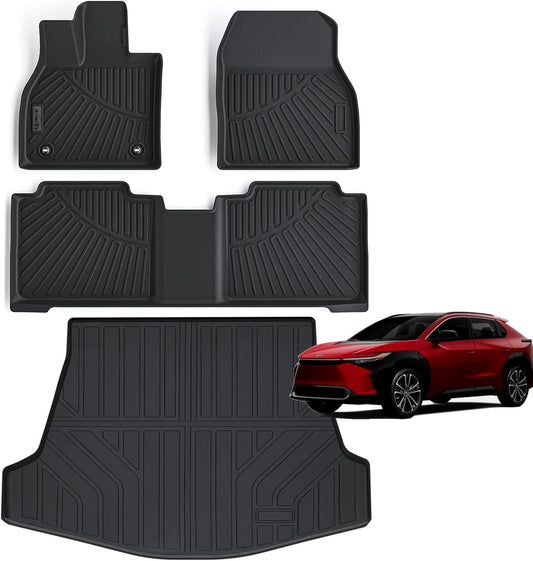 Floor Mats & Trunk Mat for 2023 2024 Toyota BZ4X, 2 Rows Full Set with Cargo Liner,Tpe All Weather Protection Car Floor Liners Accessory Custom Fit for 2023 2024 Toyota Bz4X-Black