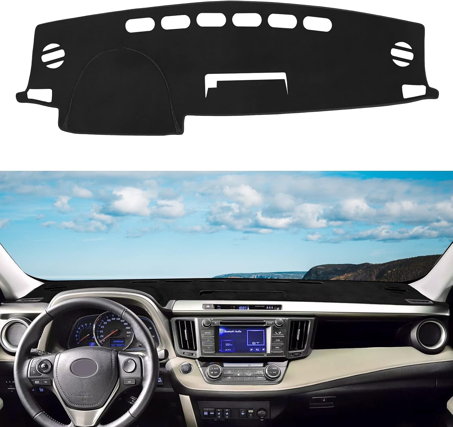 Dashboard Cover Mat Custom Fit for 2021-2024 Ford Mustang Mach-E Dash Cover Nonslip Dash Mat Protector Sunshade No Glare Black