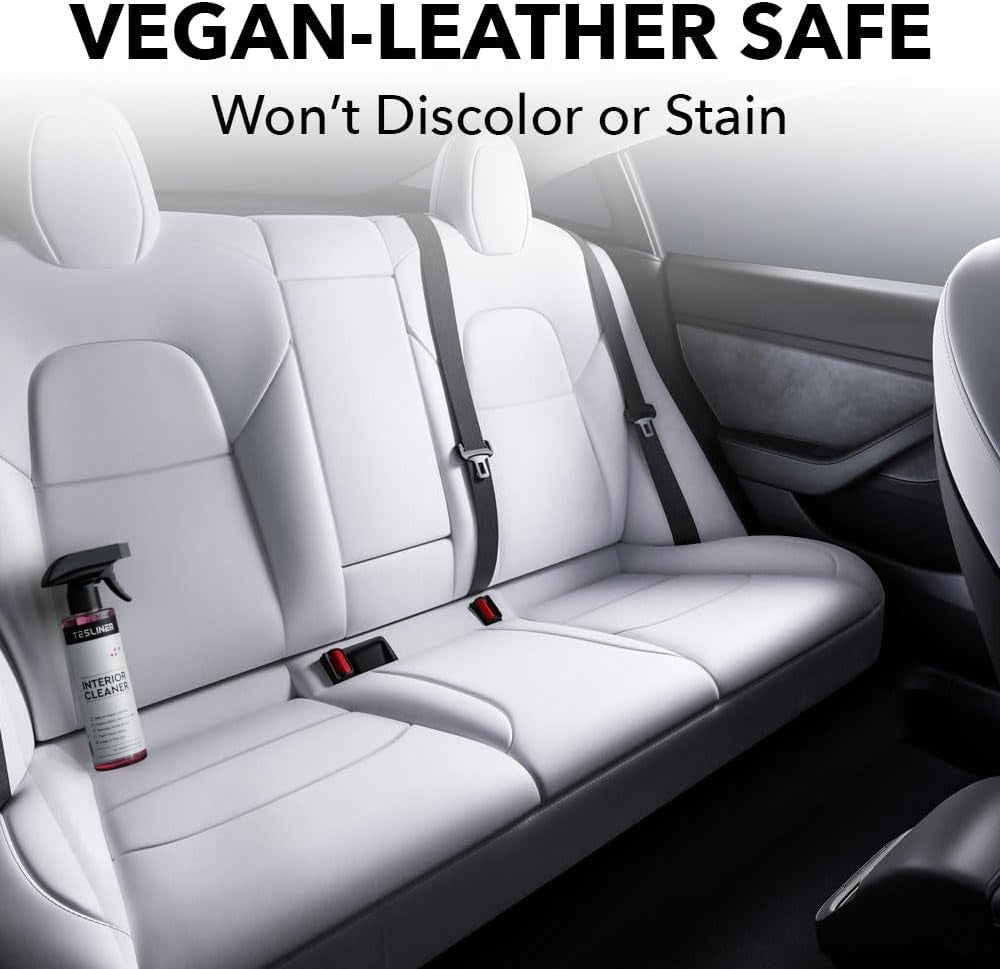 Tesla Seat Cleaner & Stain Remover - Biodegradable, Safe on Black & White Vegan Leather, Interior Tesla Cleaning Products for Seats, Dash, Console | Tesla Model 3 Y S X Car Accessories for 2024