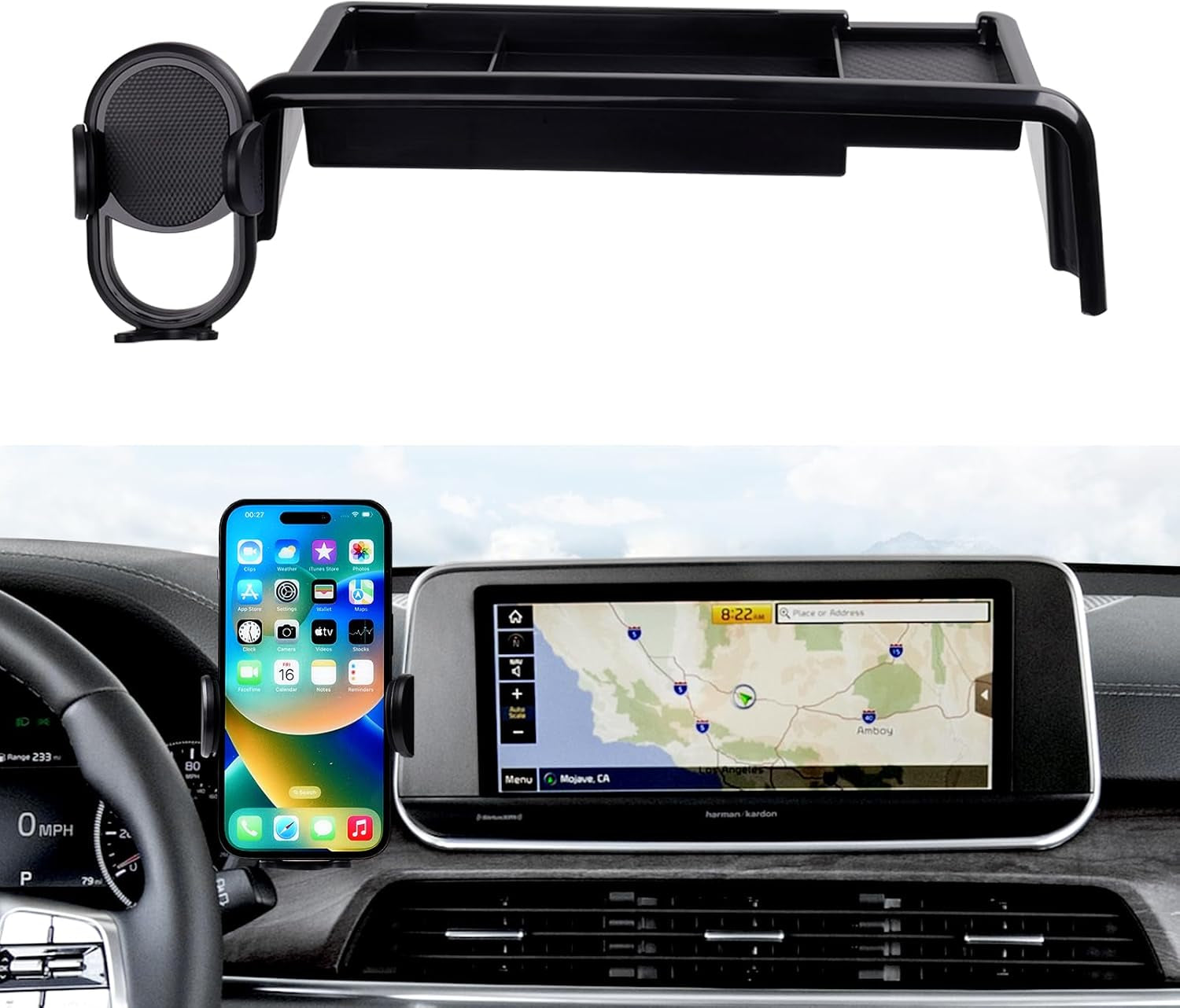 Car Phone Holder for 2022 2023 2024 2025 Kia EV6 Accessories Phone Mount 12.3-Inch Screen Cell Phone Automobile Cradles Hands-Free 360 Degree Rotation