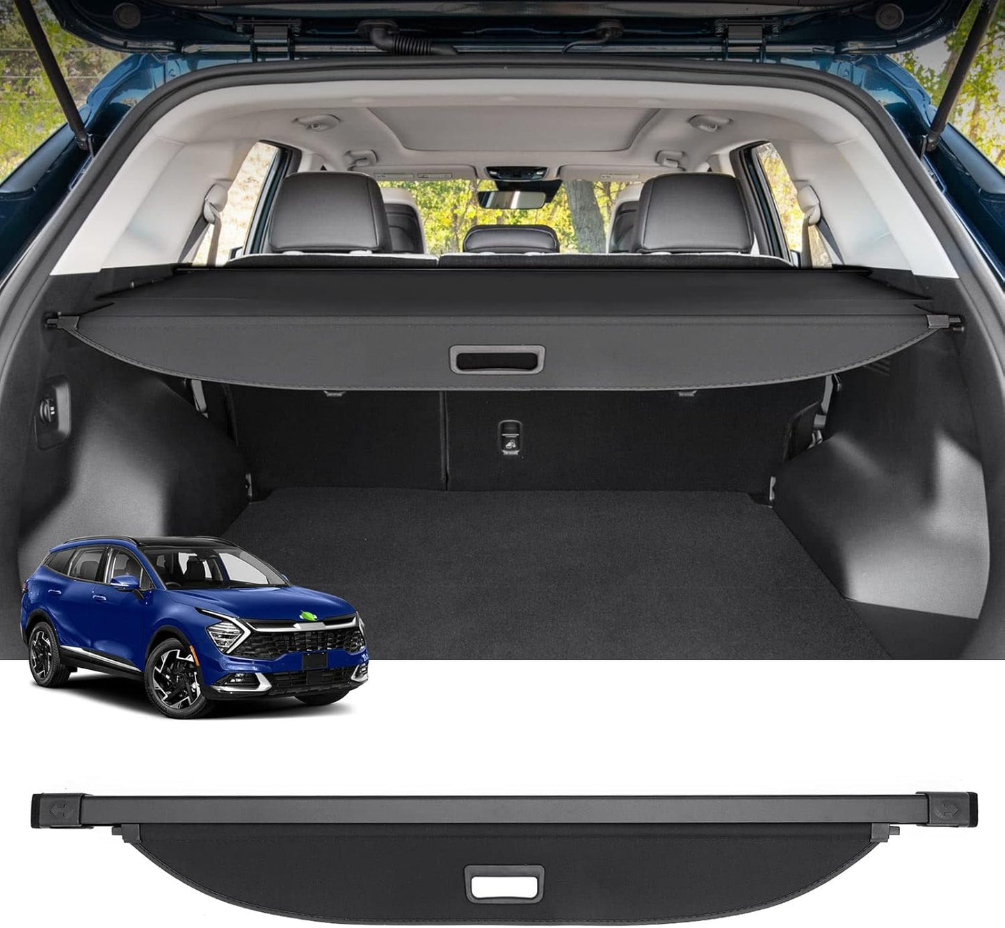 Cargo Cover for 2024 2025 Kia EV9 Accessories Trunk Cover Retractable Trunk Shielding Shade Cargo Luggage Cover Black