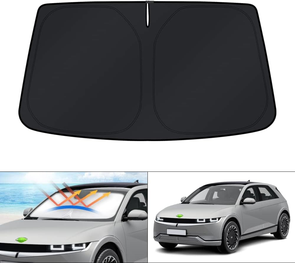 Windshield Sun Shade for Hyundai Ioniq 5 Accessories 2022-2025 34.5‘’X58.5‘’ Sunshade Window Sun Visor Protector Foldable Blocks UV Rays Keep Your Car Cooler