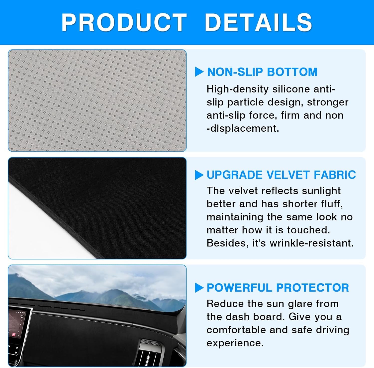 Dashboard Cover Mat for Toyota Bz4X /Subaru Solterra 2023 2024 2025 Accessories Dash Cover Upgrade Velvet Dash Mat Sunshade Glare UV Rays Protector