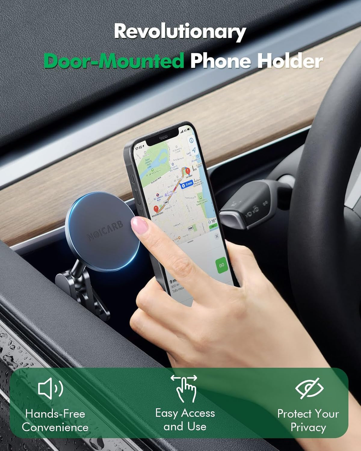 Mag-Safe Door-Install Phone Holder, Compatible with Model Y (2019-2024) & Model 3 (2017-2023), Magnetic Car Phone Mount for Iphone 16/15/14/13/12, Accessories for Tesla Model Y and Model 3