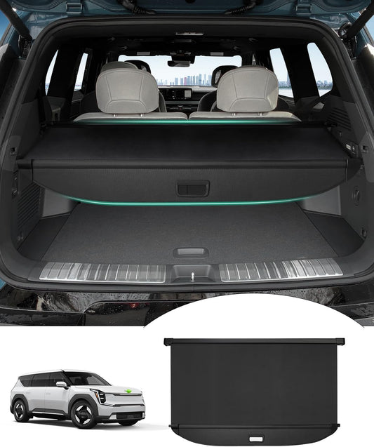 Cargo Cover for 2024 2025 Kia EV9 Accessories Trunk Cover Retractable Trunk Shielding Shade Cargo Luggage Cover Black