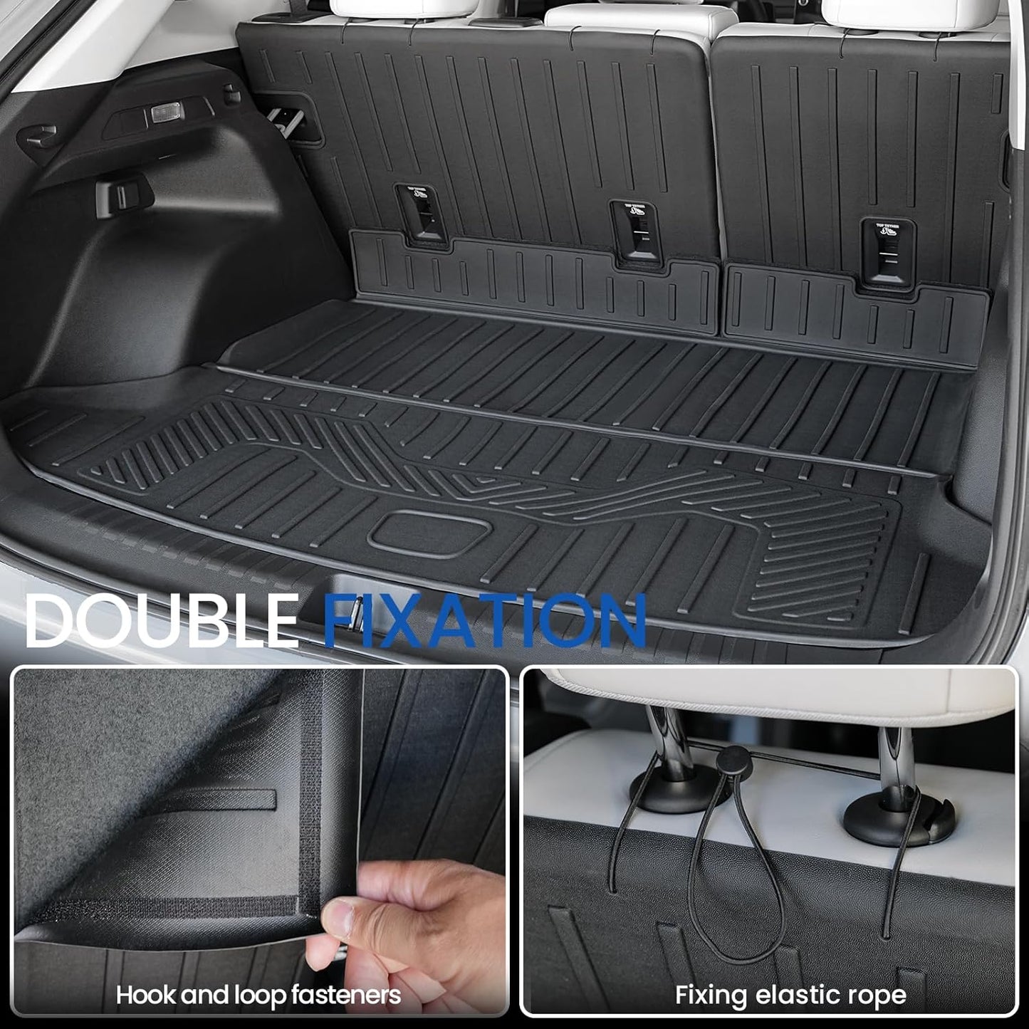 Floor Mats Cargo Mat Backrest Mats for 2024 Honda Prologue Accessories, All-Weather TPE Trunk Mat Cargo Liner Lower Trunk Mat Seat Back Covers Door Sill Protectors(Floor Mats Set)