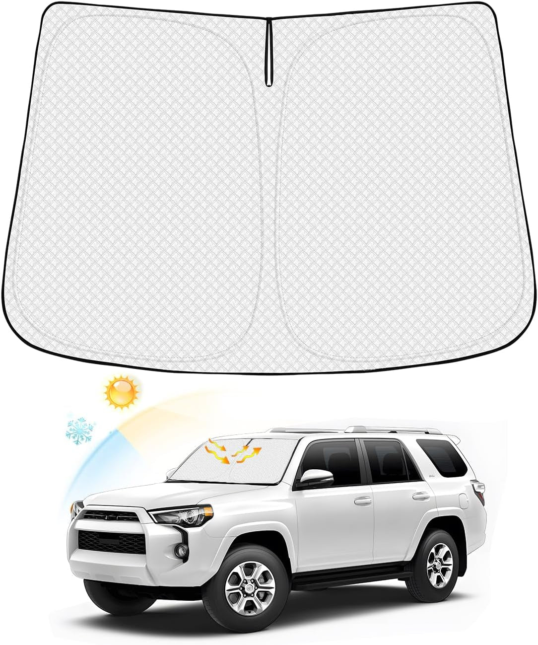 Windshield Sun Shade for 2021-2024 2025 Ford Mustang Mach-E Accessories Thicken 6-Layer Front Window Sunshade Cover Sun Visor Protector Foldable Block UV Rays Keep Vehicle Cool